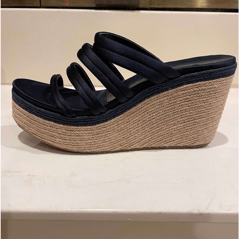 Pedro Garcia Navy Blue Satin Wedges sz42